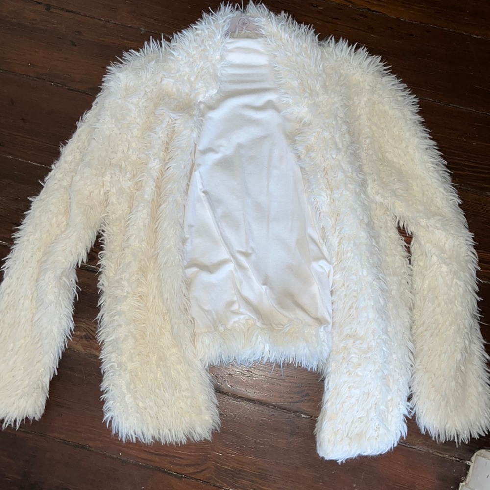 Cream faux fur jacket